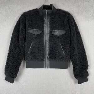 Express x Negin Mirsalehi Jacket Womens Small Black Faux Fur Sherpa Bomber Cozy